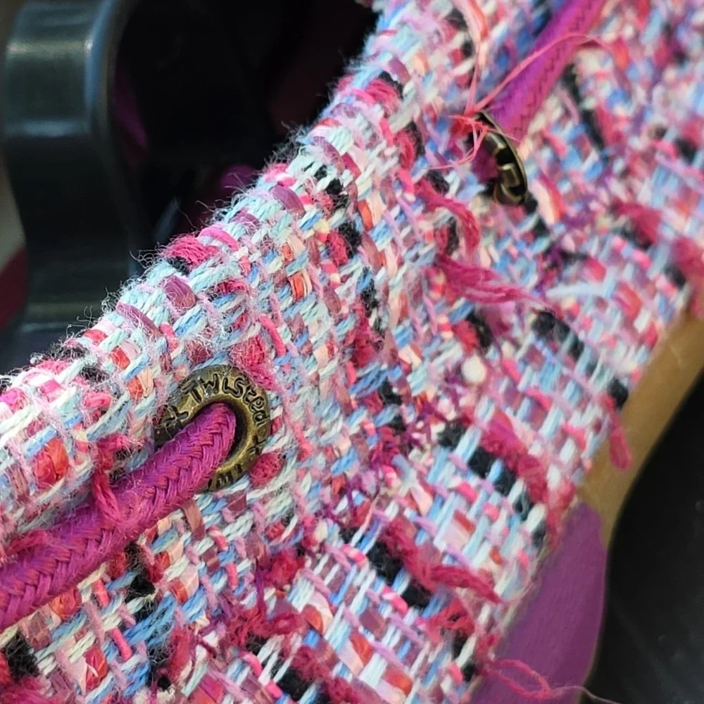 Twisted X Boots Pink Plaid Burlap Driver‎ Loafers Women's 8.5
